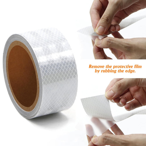 1 Roll White Reflective Tape 2" x20ft,Outdoor Safety Tape,Highly Reflective Tape Strips,Durable and Waterproof Reflective Tape Glow in Dark for Cars