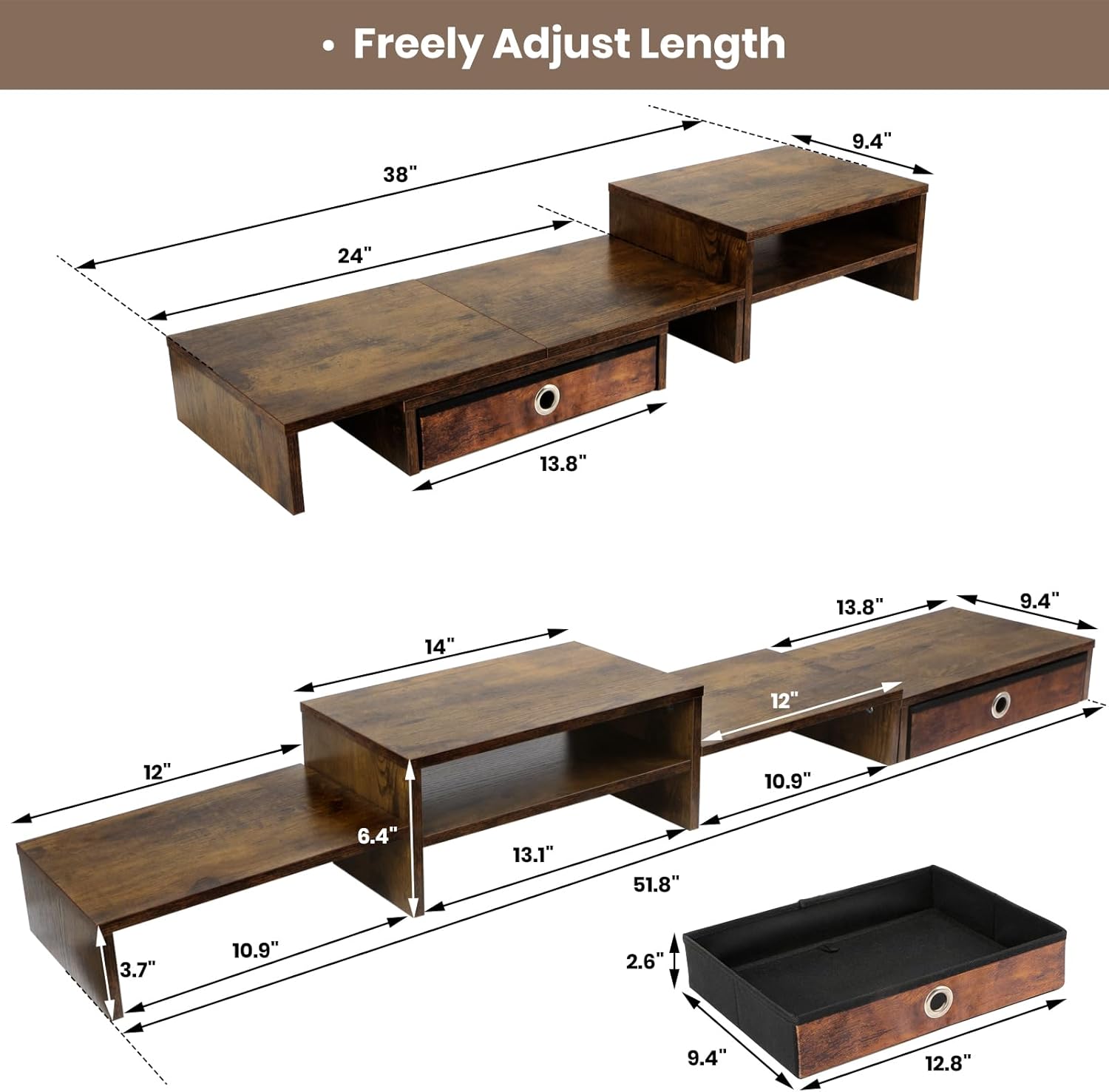 Monitor Riser for 3 Monitors - Triple Monitor Stand with Drawer
