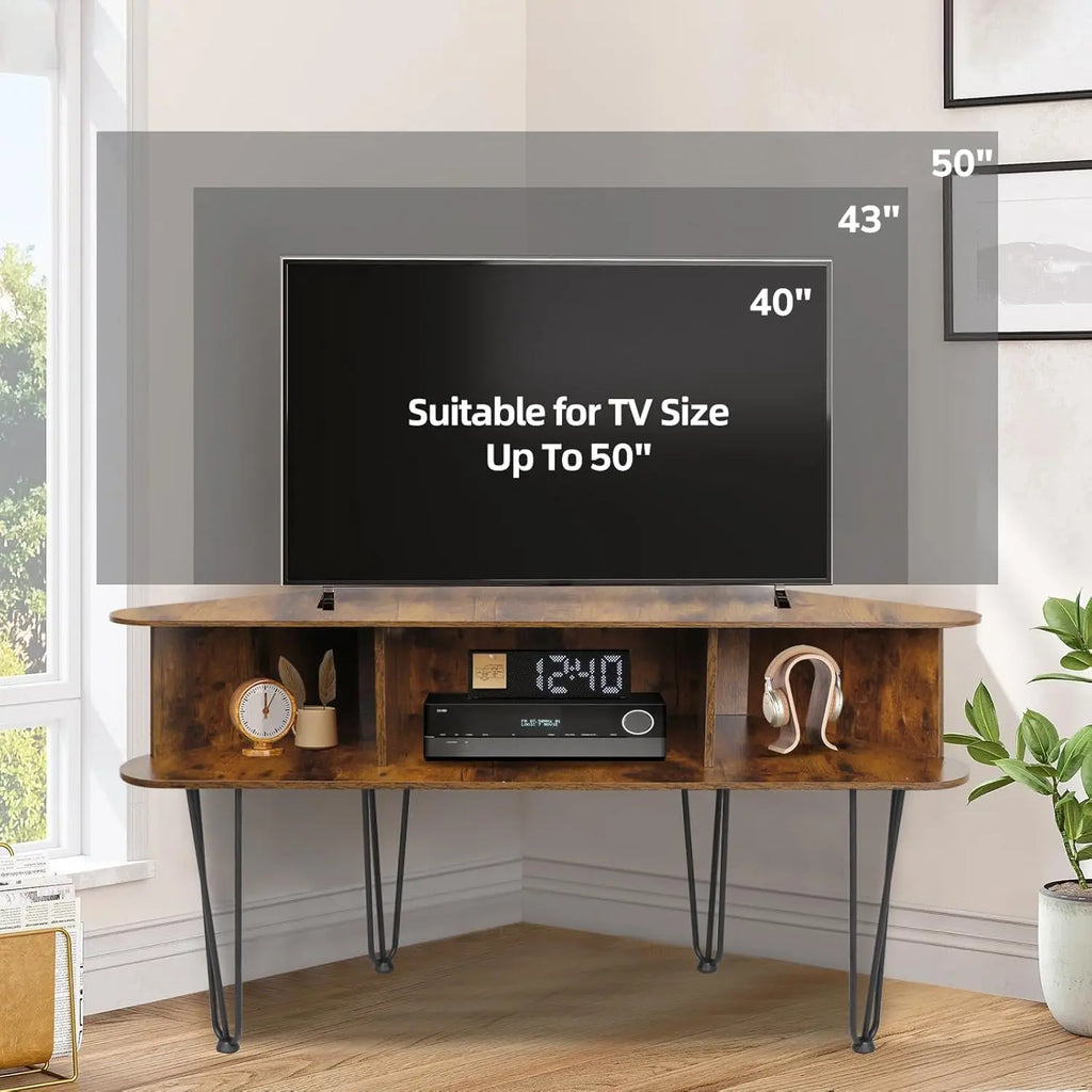 Corner TV Stand with 3 Shelves