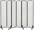 Room Divider with Wheels Solid Bamboo Panels 6 Feet Tall Extra Wide, Noise Reducing & Durable Office Partition, 6 Panel Large Room Screen Divider Freestanding for Home Office School, 96" W x 73" H
