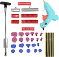 Auto Body Paintless Dent Repair Tool & 120W Hot Melt Glue Gun & Suction Tab for Large Long Dent - Dent Repair kit with Slide Hammer T bar Dent Puller Dent Removal Dent Remover