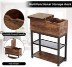 Side Table Living Room with Side Opening and Flip Top, 12" D x 24" W x 28" H, Narrow End Table Rustic End Tables with USB Ports and Outlets, Narrow Side Table(2 Pack)