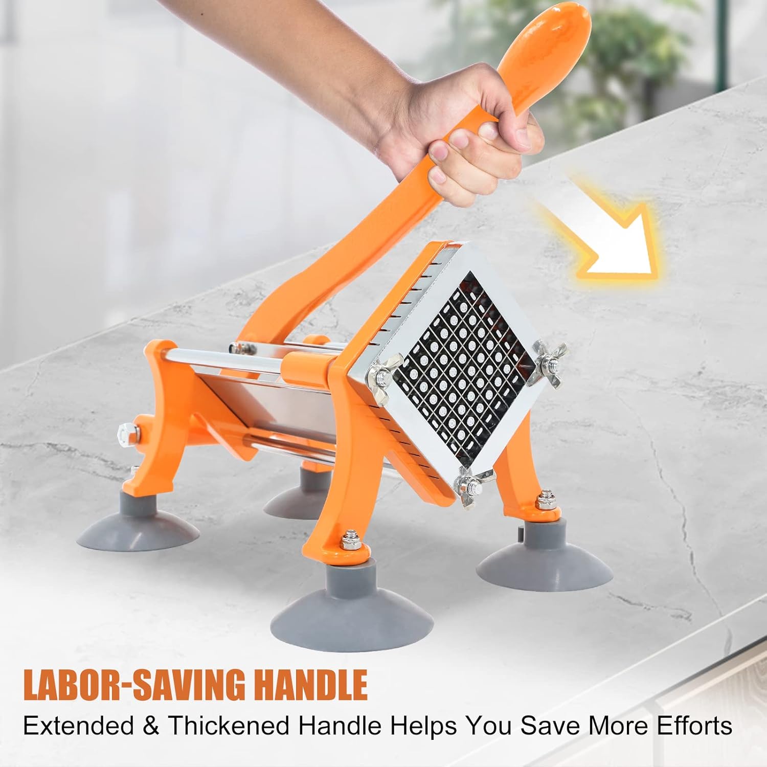 French Fry Cutter Commercial Grade Potatoes Slicer with Suction Feet 3/8 Inch Stainless Steel Blade