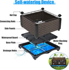 Raised Plant Box with Wheels 47.2"x15.7"x16.1", Raised Beds for Gardening Self Watering, Durable Metal Lockable Casters, Rectangular Garden Planter Perfect for Garden Patio Balcony Deck
