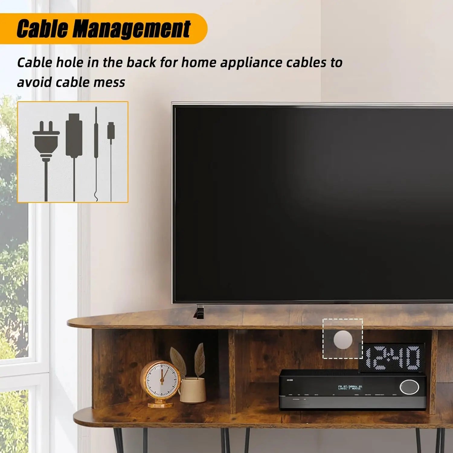 Corner TV Stand with 3 Shelves