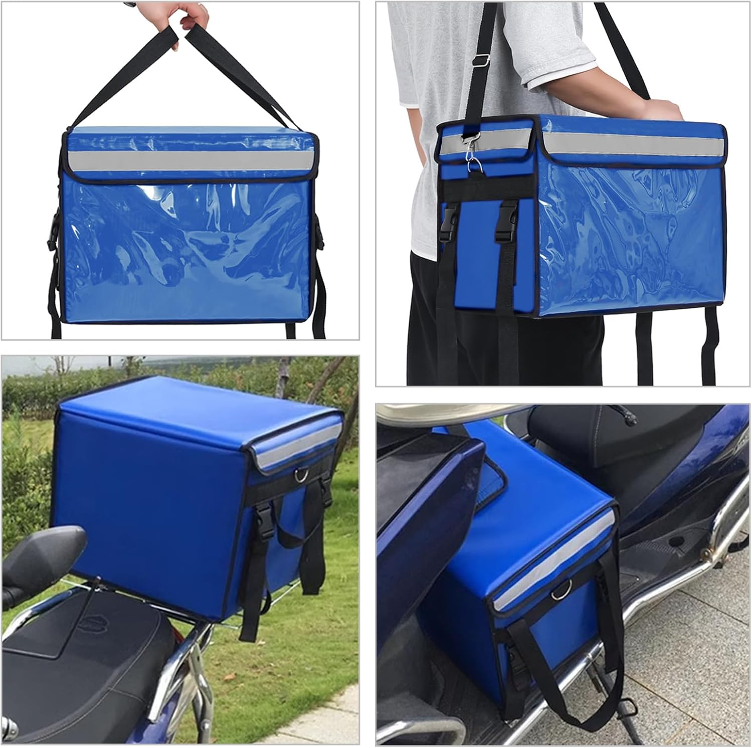 TooCust Insulated Bags For Food Delivery XXL-19.7"x15"x15", Commercial Insulated Food Delivery Bag w/Divider, Waterproof & Foldable Catering Bag Food Deliveries, Delivery Pizza Bags 14 Inches, Blue