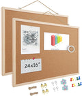 16” x 24” Cork Boards for Walls with Wooden Frame 2pack, Double Sided Office Board for Wall Organizer, Bulletins Board Decorative Hanging Pin Board for School, Home & Office, Notice Board Memo Board