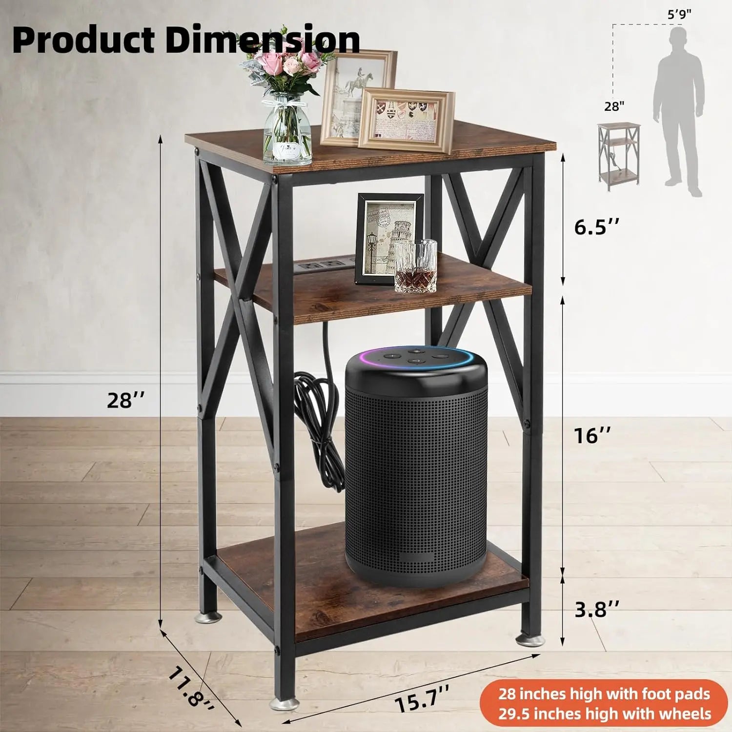 Adjustable X-Frame End Table