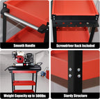 TooCust Tool Cart on Wheels, 500 LBS Capacity, Heavy Duty Metal Mechanic Cart with Screwdriver Shelf, Rolling Mechanics Tool Cart, 3 Tier Heavy Duty Utility Cart Service Cart