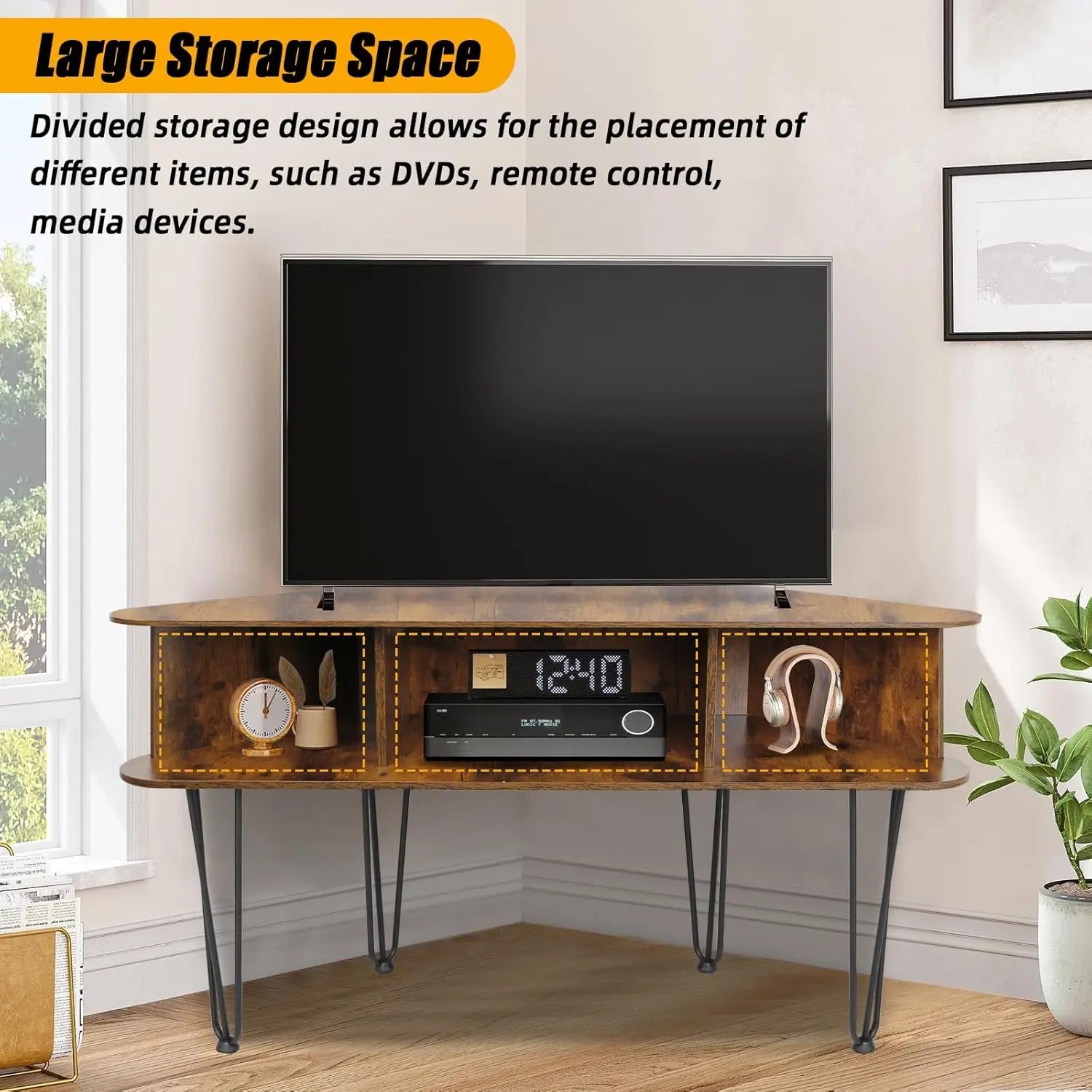 Corner TV Stand with 3 Shelves