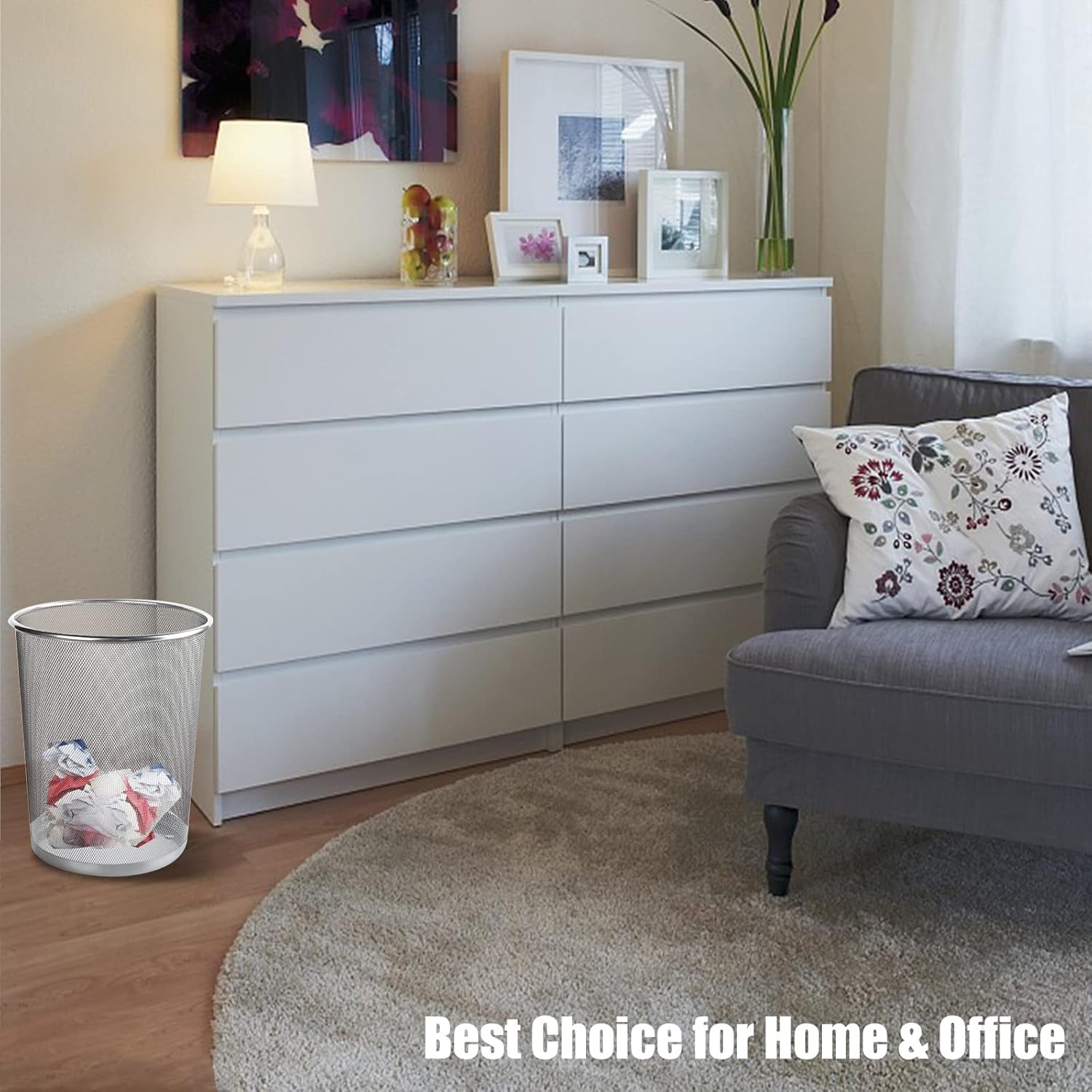 Silver Mesh Trash Cans 4 Gallon, Mesh Office Trash Can 10 Pack, Metal Wire Wastebaskets, Waste Basket Trash Can,Recycling Garbage Container Bin for Office, Home, Bedroom