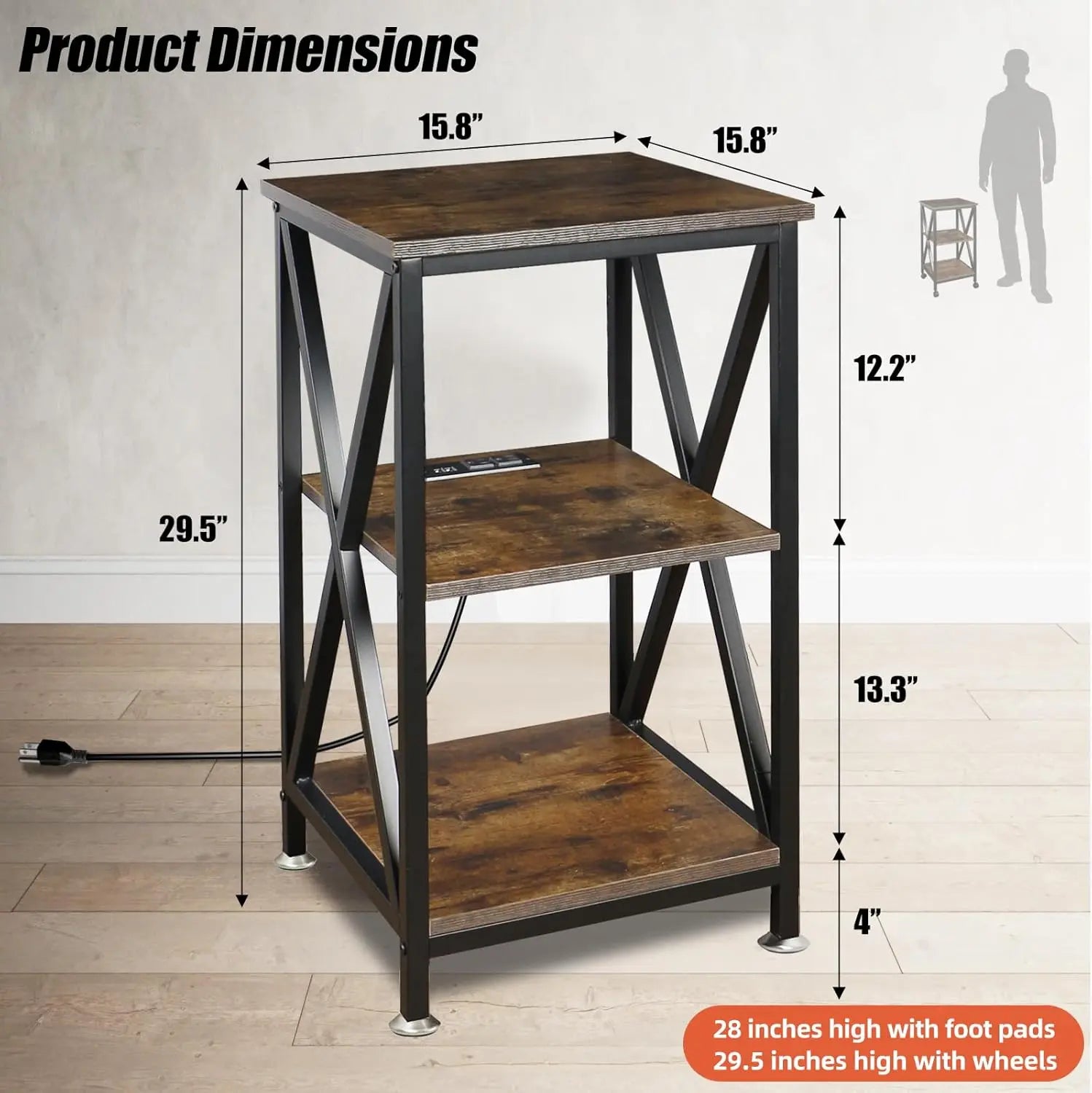 Adjustable X-Frame End Table