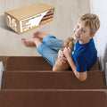 Non-Slip Stair Treads, 8" X 30" 16 Pack, Reusable Self-Adhesive Stair Runner Carpet, Carpet Treads for Wood Stairs, Carpet Runner for Stairs, Stair Carpet Strips, Stair Pads, Brown
