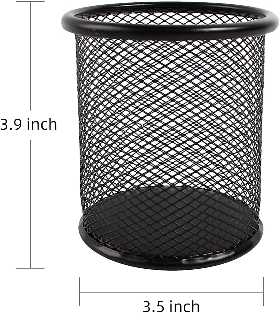 TooCust Pen Holder, 12 Pack Minimalist Metal Caddy, 3.5x3.9 inches, Black Wire Mesh Organizer for Desk, Office, School