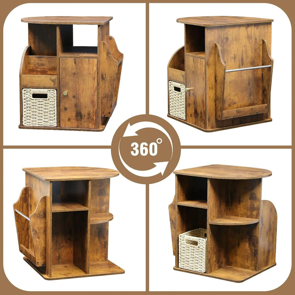 Multi Storage Rotating Side Table