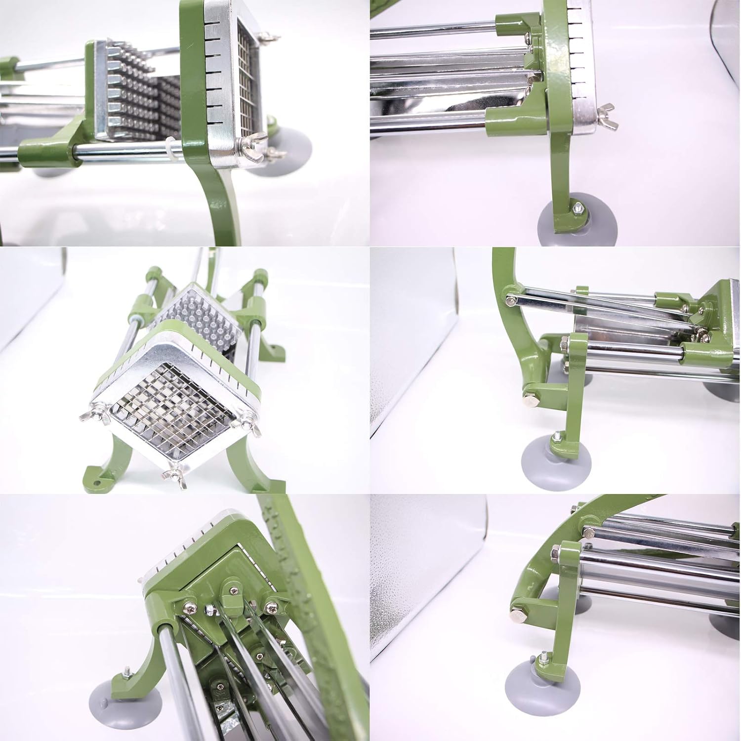 French Fry Cutter Commercial Potato Slicer with Suction Feet Complete Set, Includes 1/4", 3/8",1/2",8 Pieces,6 Pieces