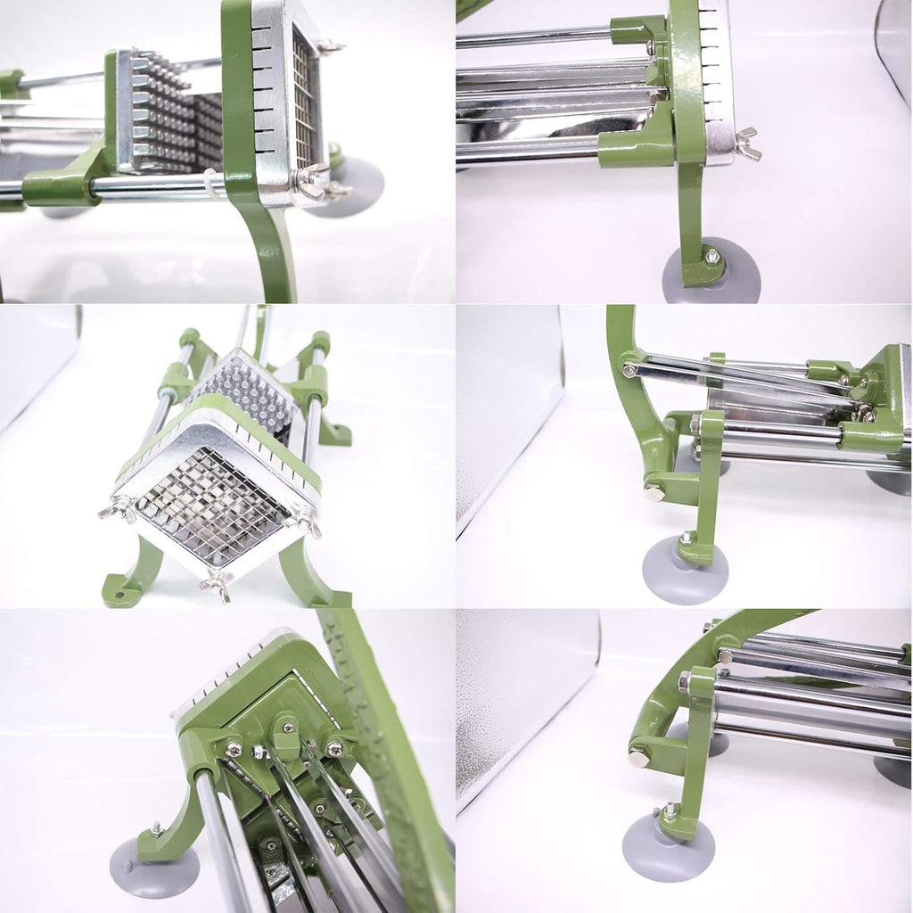 French Fry Cutter Commercial Potato Slicer with Suction Feet Complete Set, Includes 1/4", 3/8",1/2"