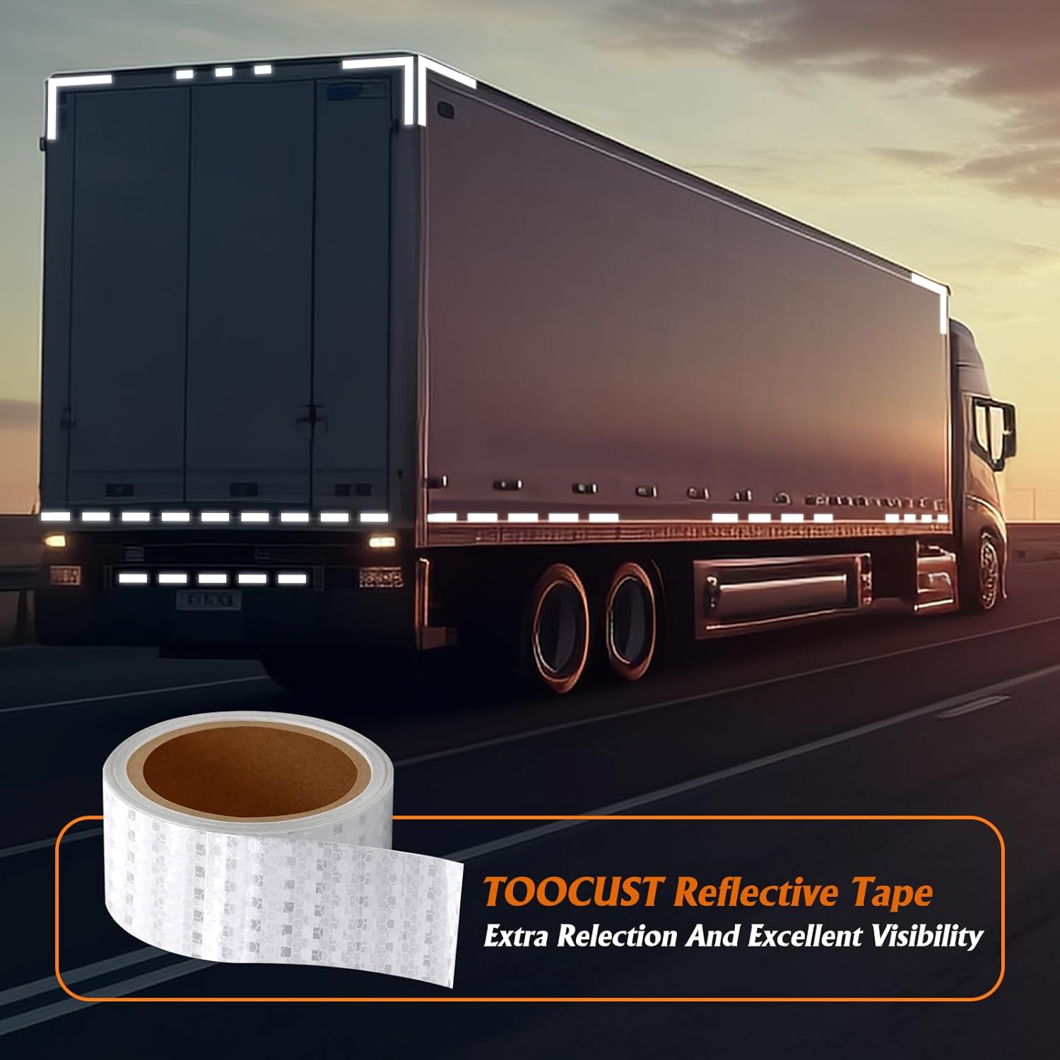 Reflective Tape 2inch x 20ft,Outdoor Safety Tape,Durable and Waterproof Reflective Tape for Cars, Bikes,Trailers,Stairs Glow in Dark,1 Roll