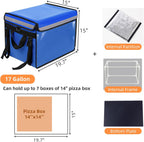 TooCust Insulated Bags For Food Delivery XXL-19.7"x15"x15", Commercial Insulated Food Delivery Bag w/Divider, Waterproof & Foldable Catering Bag Food Deliveries, Delivery Pizza Bags 14 Inches, Blue