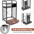 3-Tier Printer Stand with Pull out Shelf for Shredder,20" L x 14" W x 34" H Floor-Standing Desk Side Shredder Stand,Printer Stand with Storage and Power Outlet,Office Storage Shelf Rack for Fax