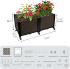 Raised Beds for Gardening with Wheels 31.5"x15.7"x16.1", Self Watering Outdoor Planters, Multiple Combinations & Lockable Casters, Rectangular Garden Planters For Outdoor Plants Flowers, Vegetables