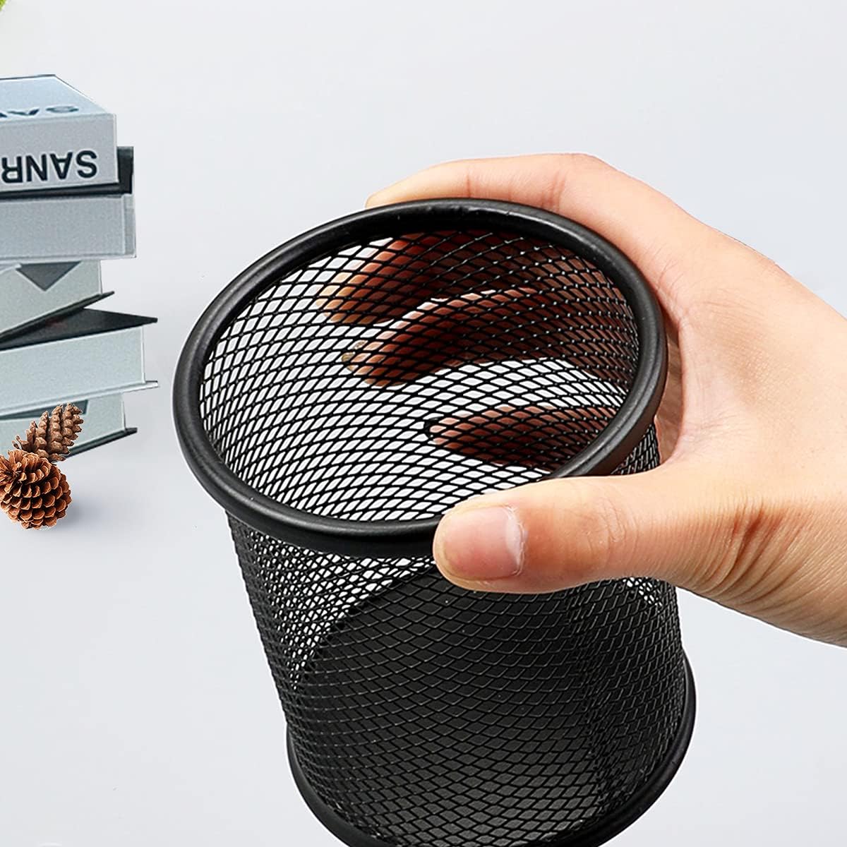 TooCust Pen Holder, 12 Pack Minimalist Metal Caddy, 3.5x3.9 inches, Black Wire Mesh Organizer for Desk, Office, School