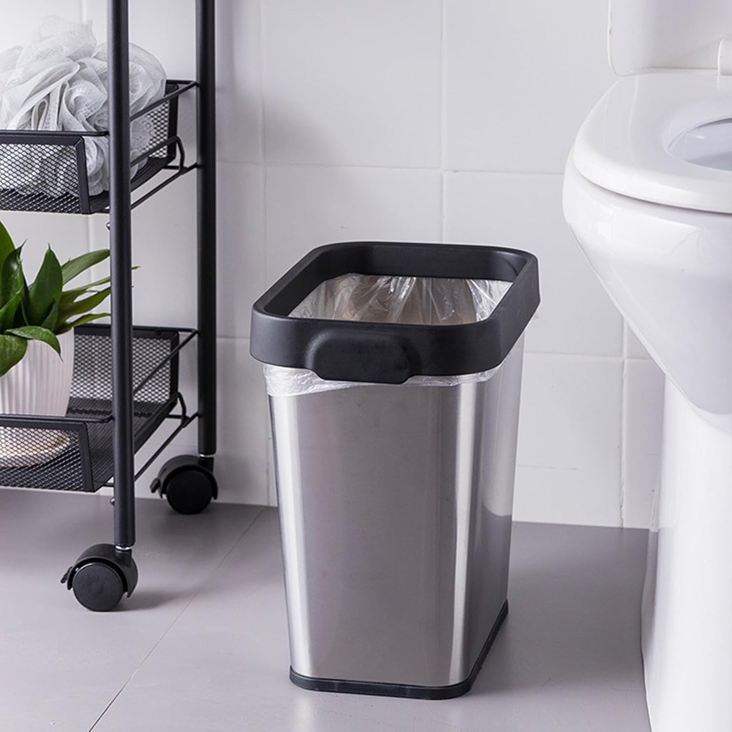 2 Pack Stainless Steel Trash Can 3 Gallon, Open Top Trash Can, 6" x 11" x 13", Rectangle Trash Can Kitchen - Slim and Narrow, Small Trash Can No Lid for Kitchen, Bathroom, Living Room, Office