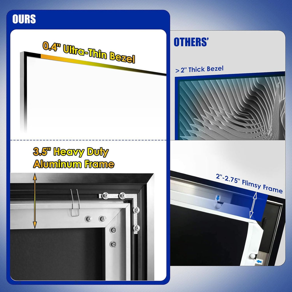 Edge Free Fixed Frame Projector Screen 120 Inch, Diagonal 16:9 4k 8k Ultra HD 3D Ready Fixed Projector Screen, Fixed Frame Projector Screen Wall Mount for Indoor Movie Video Home Theater