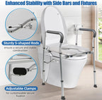 High Toilet Seat for Seniors,   with Side Fixture,  Toilet Chair, Heavy Duty Toilet Chair with Adjustable Clamps, Fit All Toilet, Load-Bearing 440 Pounds