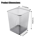 10-Pack Silver Square Metal Trash Cans, 6 Gallon Capacity, Mesh Design, Non-Slip Base, Smooth Edges