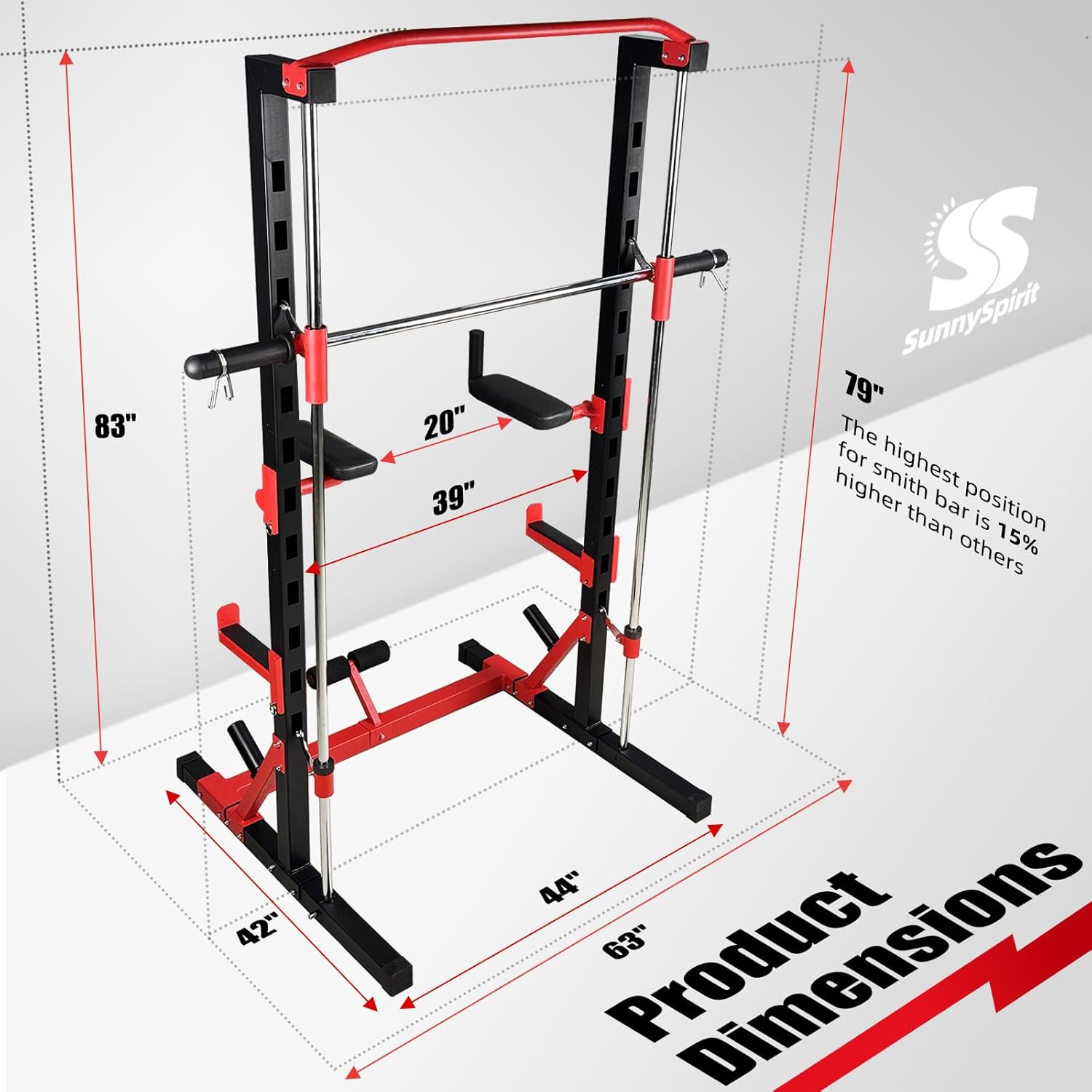 Smith Machine for Home Gym, Smith Machine Squat Rack for Pull Up, Squat, Bench Press, Leg Raise and Sit-up