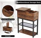 Side Table Living Room with Side Opening and Flip Top,12" D x 24" W x 28" H,Narrow End Table Rustic End Tables with USB Ports and Outlets, Narrow Side Table