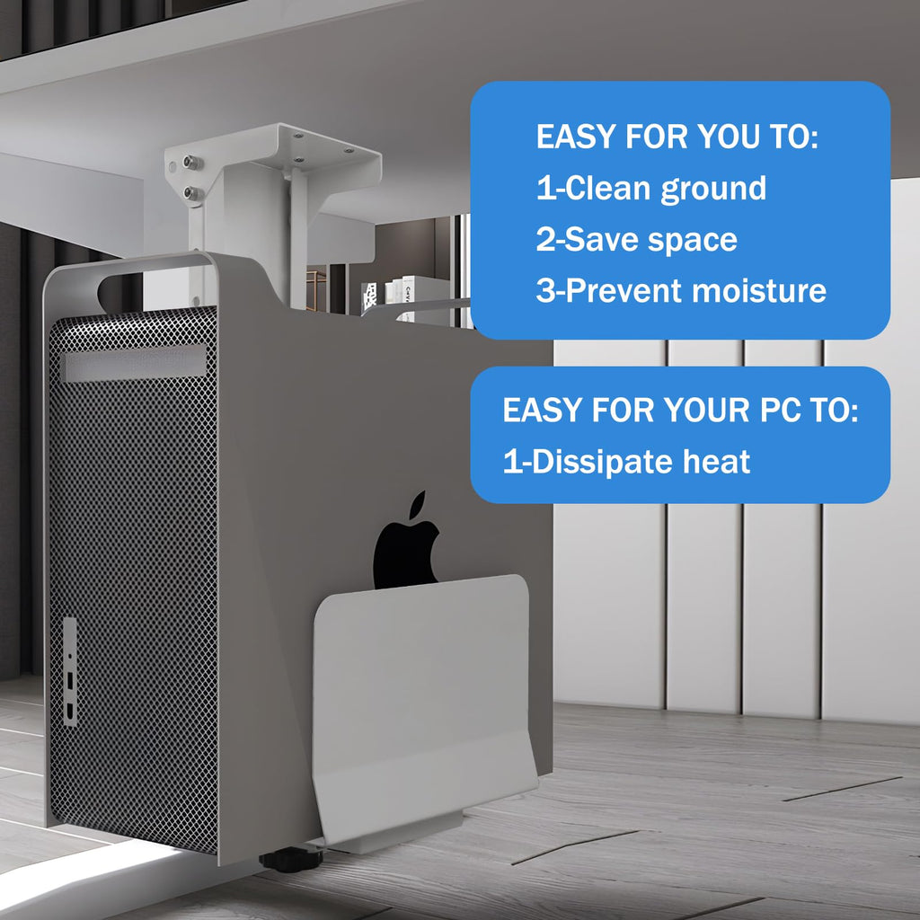 Heavy Duty Computer Wall Mount PC Case - Upgraded, Also Great for PC Mount Under Desk - Height Adjustable from 11" to 21", Width Adjustable from 5.5" to 9.8", Computer Tower Under Desk Home Office
