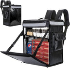 Insulated Food Delivery Backpack with Reinforced Frame and 2 Inner Spaces - 18.5" x 15" x 12.6", Open from Top and Side - Adjustable Divider, Waterproof Food Delivery Bags for Doordash, Restaurant