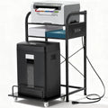 3-Tier Printer and Shredder Stand with Pull Out Shelf, 20" L x 14" W x 34" H Floor-Standing Printer Shredder Stand with Power Outlet, Printer Stand with Shredder Storage, Office Storage Rack