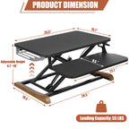 Electric Standing Desk Converter with Keyboard Tray, 26x16 Inch, Height Adjustable Sit to Stand Desk Riser with Unique Side Cover and Wooden Feet, Small Motorized Monitor Riser for Office & Home