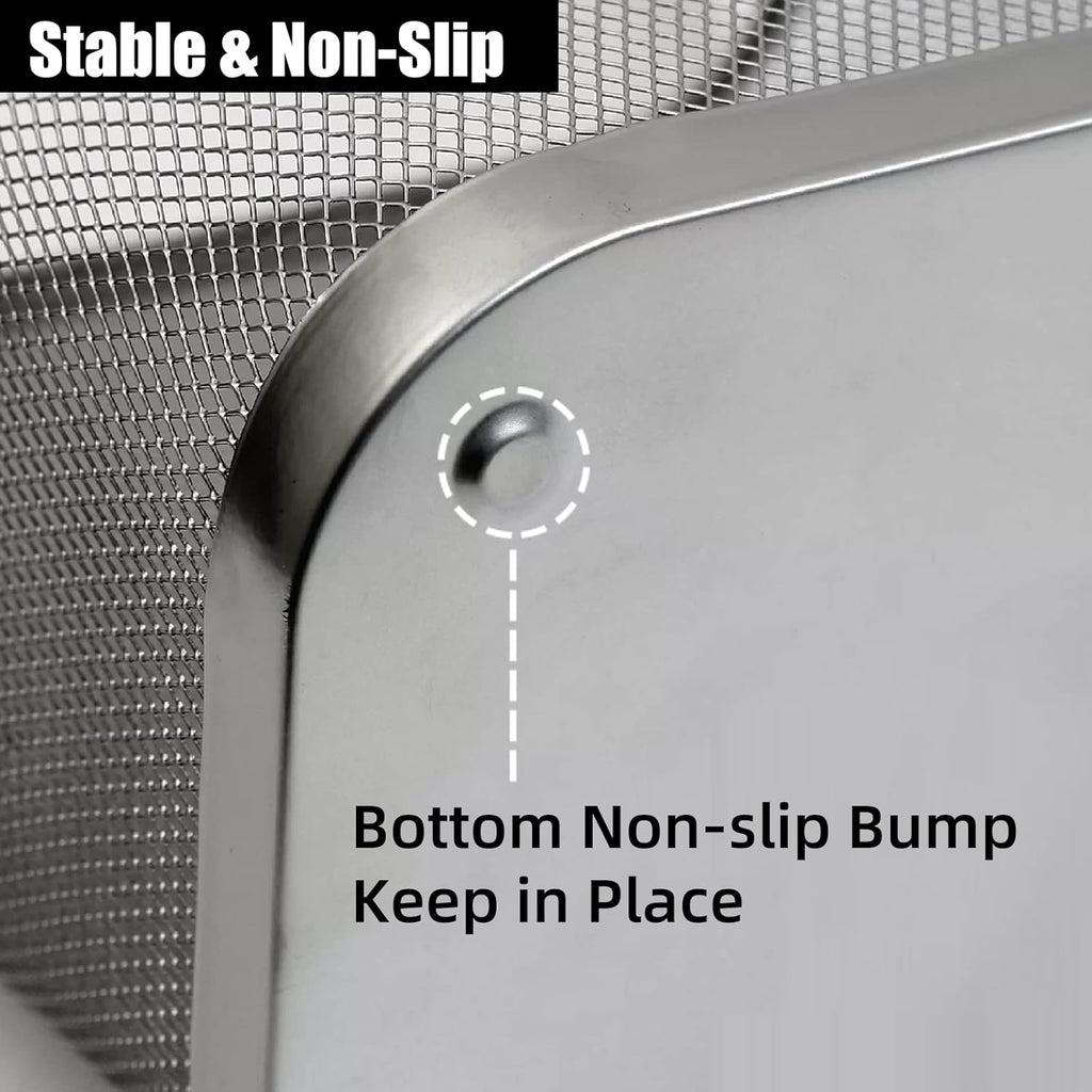 10-Pack Silver Square Metal Trash Cans, 6 Gallon Capacity, Mesh Design, Non-Slip Base, Smooth Edges, Suitable for Office, Home, School