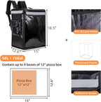 Insulated Food Delivery Backpack with Reinforced Frame and 2 Inner Spaces - 18.5" x 15" x 12.6", Open from Top and Side - Adjustable Divider, Waterproof Food Delivery Bags for Doordash, Restaurant