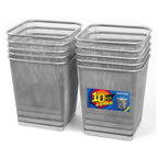 10-Pack Silver Square Metal Trash Cans, 6 Gallon Capacity, Mesh Design, Non-Slip Base, Smooth Edges, Suitable for Office, Home, School