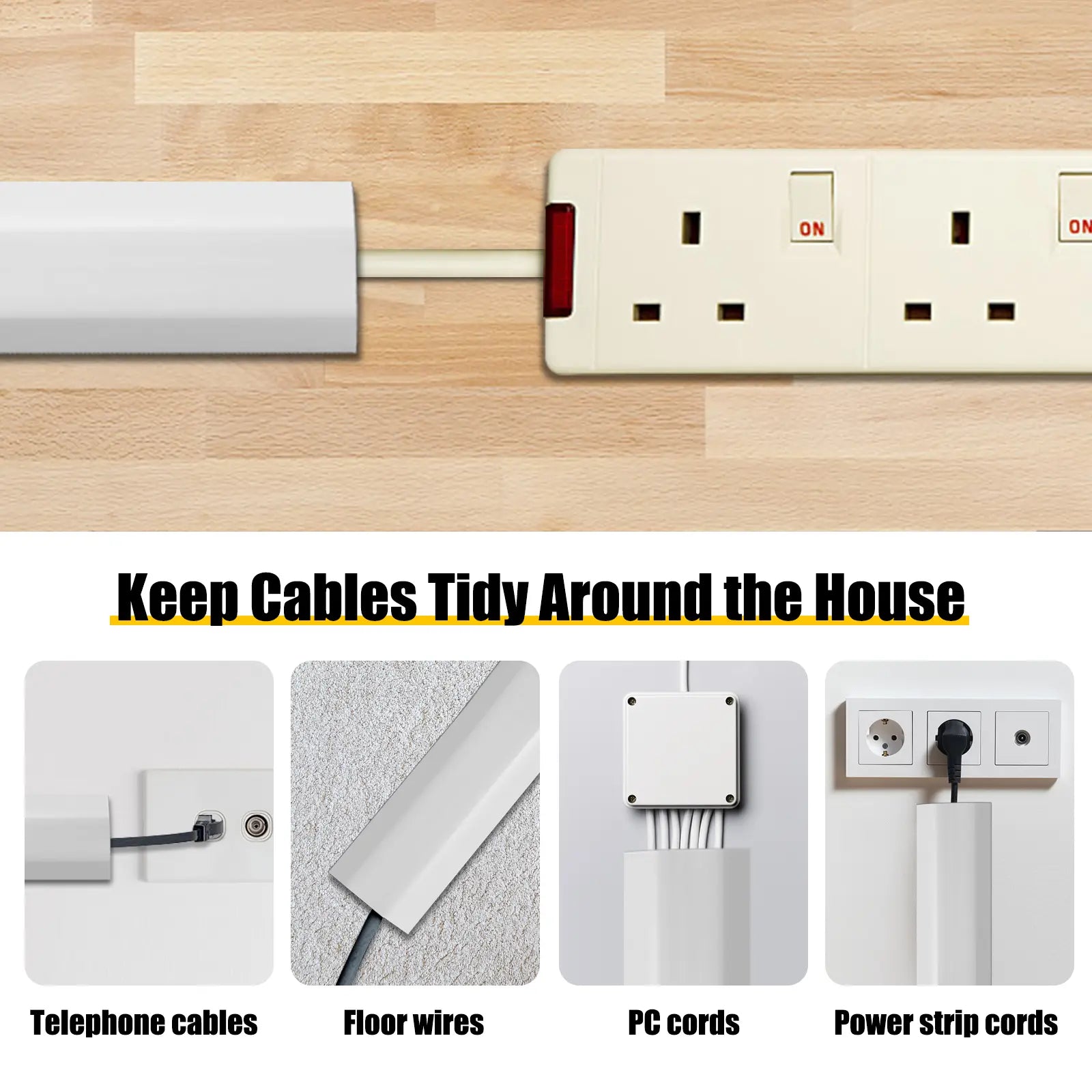 6.5FT White Floor Cable Cover