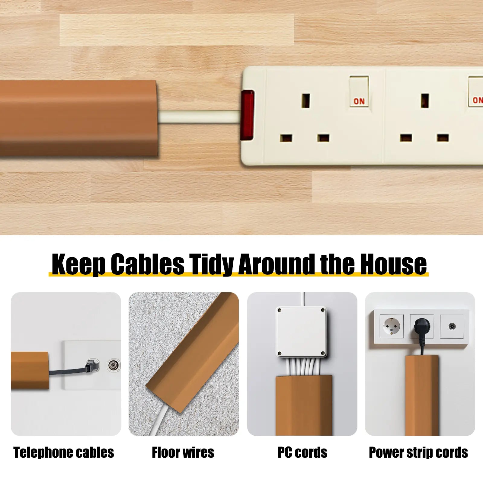 6.5FT Brown Floor Cable Cover