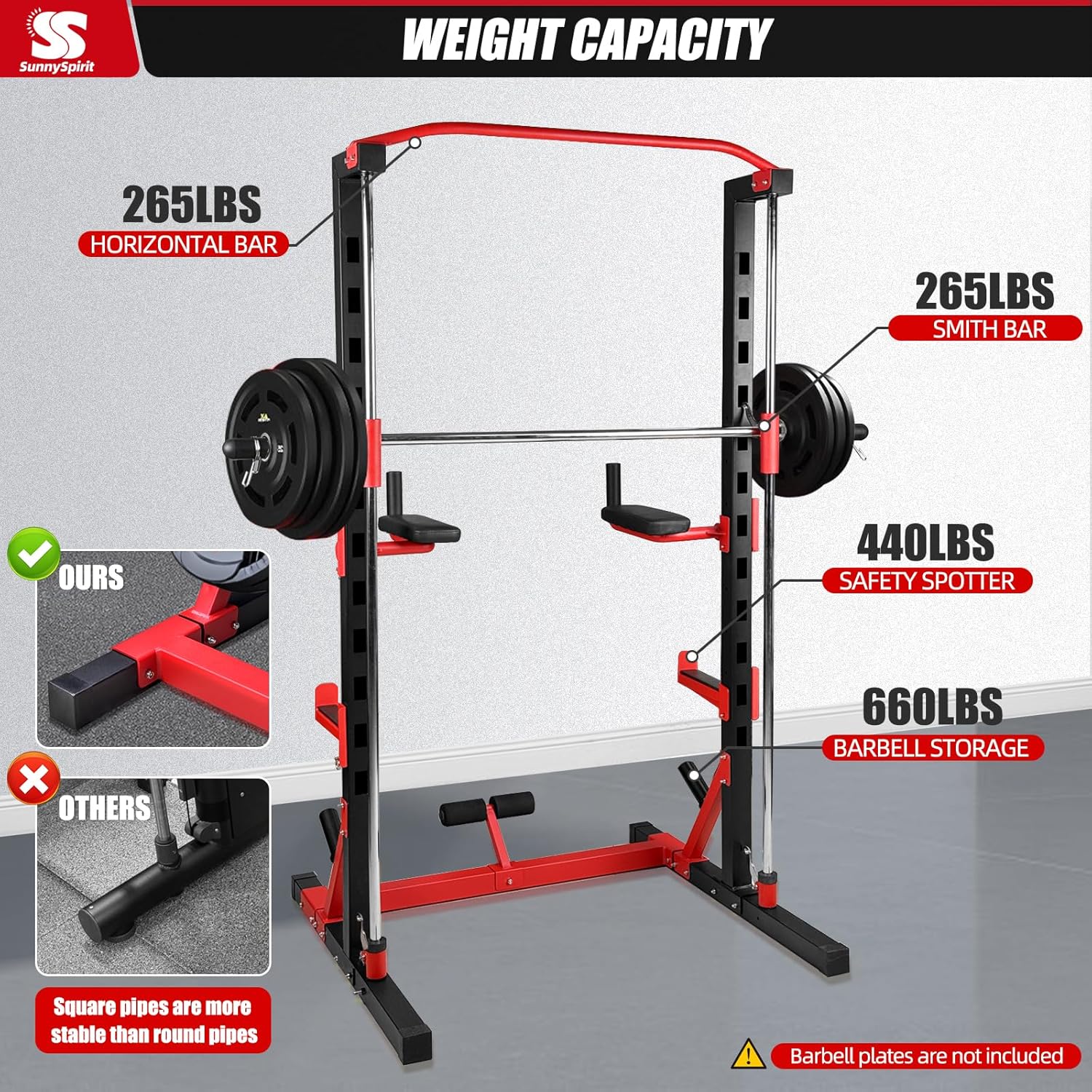 Smith Machine for Home Gym, Smith Machine Squat Rack for Pull Up, Squat, Bench Press, Leg Raise and Sit-up