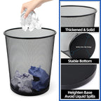 Black Mesh Trash Cans, 10-Pack 6 Gal Mesh Office Trash Can, Open Metal Wire Wastebaskets, Waste Basket Trash Can for Near Desk,Recycling Garbage Container Bin for Office, Home,School