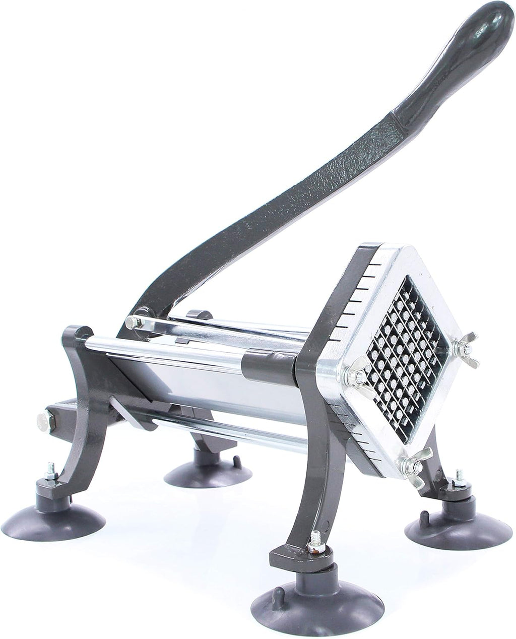 French Fry Cutter Commercial Potato Slicer with Suction Feet Complete Set, Includes 1/4", 3/8",1/2", Gray
