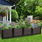 Large Raised Planter Box Outdoor Self Watering 62.9"x15.7"x14.2" , Deep Raised Garden Bed - Elevated Garden Box with Drainage Plug, Rectangular Garden Planter Perfect for Garden Patio Balcony Deck