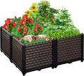 Square Raised Beds for Gardening 31.5" x 31.5" x 14.2", Self Watering Outdoor Planters, Large Raised Planter Boxes, Rectangular Garden Planters for Outdoor Plants Flowers, Vegetables, Patio Deck Porch