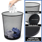 20 Pack 6 Gal Mesh Office Trash Can, Black, Waste Basket Trash Can for Near Desk for Office, Home,School