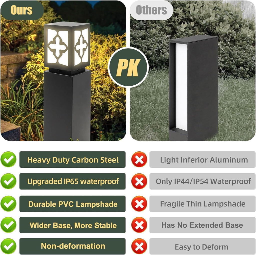 TooCust Heavy Duty Bollard Lights, IP65 Waterproof Outdoor Pathway Lights, E27 Lampholder Hardwired, Luxury Outdoor Path Light for Lawn, Patio, Courtyard and Driveway