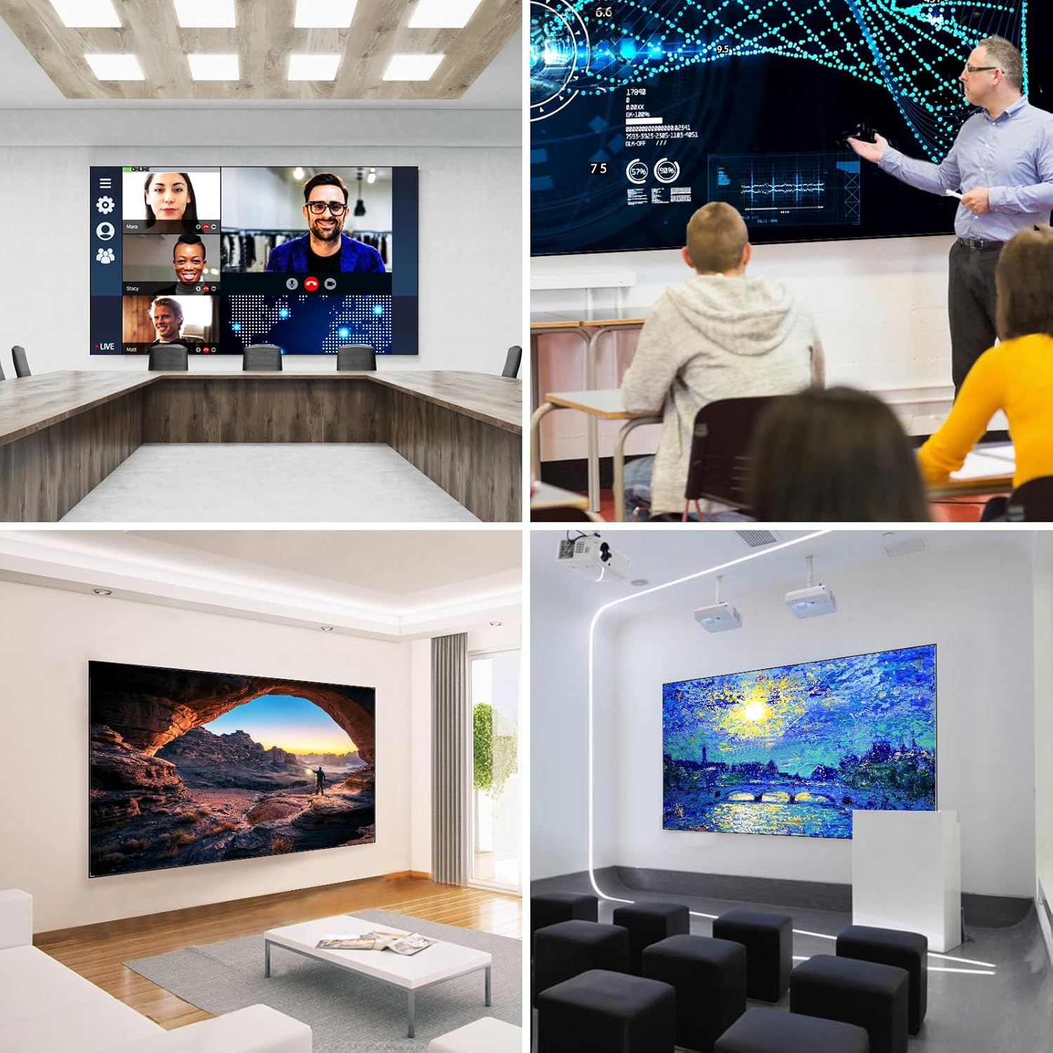 Edge Free Fixed Frame Projector Screen 120 Inch, Diagonal 16:9 4k 8k Ultra HD 3D Ready Fixed Projector Screen, Fixed Frame Projector Screen Wall Mount for Indoor Movie Video Home Theater