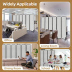 Room Divider with Wheels Solid Bamboo Panels 6 Feet Tall Extra Wide, Noise Reducing & Durable Office Partition, 6 Panel Large Room Screen Divider Freestanding for Home Office School, 96" W x 73" H